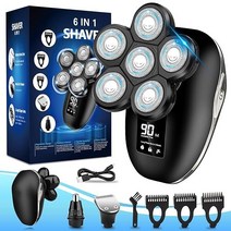 Head Shaver for Bald Men 6-in-1 Electric 6D Wet/Dry Waterproof Mens Razor Skull Shavers Grooming Kit