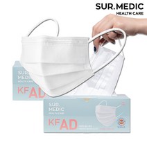 써메딕헬스케어 KF-AD 비말차단 마스크 50매입 x2박스 100매 사각평판/화이트