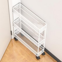 틈새수납장 철재 세탁실 폭좁은 이동식 선반, 5