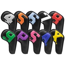 빅 넘버링 골프 아이언 헤드 커버 (Big Numbering Golf Iron Head Cover), 블랙&컬러넘버