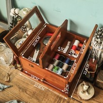 [XiangBaiLing해외구매대행] 반짇고리 서랍형 테이블 수납함 원목 나무 박스 십자수 세트 보관함 봉제 작업실 공예