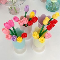 일호장신구 튤립잔볼펜꽂이+화사한볼펜5종세트 국내배송, 튤립잔볼펜꽂이(노란색)+화사한꽃볼펜(튤립)5종세트
