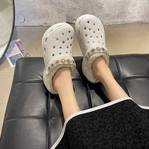 키높이 학생 발편한 실내화 통굽 겨울 보석 털슬리퍼