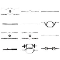 헬스프라자 홈트 바벨 역기봉 중량봉 헥스트랩바 경량봉 바디펌프바, 1.경량컬바 크롬, 1개
