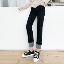 피글리 여성용 기모 롤업일자팬츠