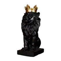 초록 크라운 사자 동상 남성 사자 사자 신앙 수지 조각 수집 가능한 인형 동물 모델 공예 장식품, 검은색
