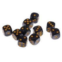 GHSHOP MTG RPG D&D 게임 소품용 10 개/갑 6면 스팟 오지 DIY 1.6cm, 블랙, 플라스틱