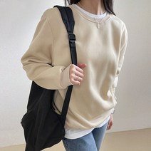 플랜데이 여자 기본 데일리 라운드 무지 긴팔 맨투맨