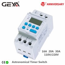GEYA-THC 천문 타이머 스위치 LCD 디스플레이 16A 20A 30A 타이밍 제어 위도 스위치 110V 220V, THC-20B-AC220V