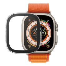 판저글래스 애플워치 호환 클리어 풀커버 케이스, 49mm, 블랙