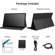 휴대용모니터 보조 서브 모니터 14 인치 1080p hd 슬림 usb c hdmi 호환 ips 스크린 디스플레이 게임용 pc 노트북 스위치 xbox 스위치 ps4 ps5, 14인치