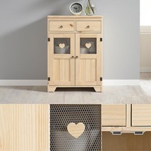 프로방스 내추럴 우드 장식 수납장 다용도선반 작은, 02.양문서랍(철망)