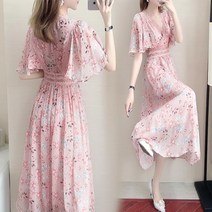 플라워 쉬폰 원피스 뚱뚱함 이쁜이 작은 키 시폰 점프슈트 롱 스윗 2159869169