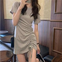 캐주얼 이지룩 데일리 셔링 미니 반팔 원피스 러블리 편한원피스