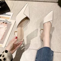 (당일발송) 보네타 7cm 스틸레토 통굽 뮬 슬리퍼힐 2color