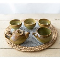 여주산 다기세트 전통 다도 교육용 3인 5인 다도세트 찻잔, 2)연밤그린3인다기세트