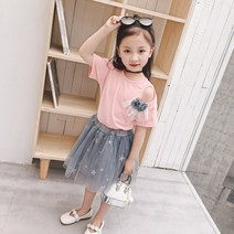 크리스탈하우스 여아 유아 여름 스팽글 레이스치마 상하세트 [548]