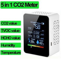 에어 모니터 5in 1 CO2 미터 디지털 온도 습도 센서 테스터 대기 질 모니터 검출기 이산화탄소 TVOC HCHO, 03 Type2 White, 03 Type2 White