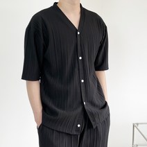 지금JIIGEUM 남자 오버핏 플리츠 반팔 가디건