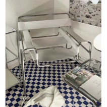 바실리체어 마르셀브로이어 2컬러 디자인 라운지체어 스틸 가죽 암체어 모던 카페 의자, 화이트