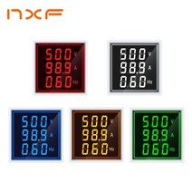 AC 60-500V 0-100A LED 디지털 전압계 전류계 헤르츠 HZ 신호등 220V 전압 볼트 앰프 테스터 감지기, Square V A HZ, Yellow