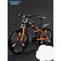 접이식 MTB 자전거 오프로드 산악자전거 24인치 입문, 블랙 블루 24인치 21단