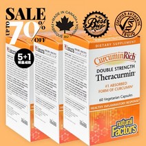 네추럴팩터스 커큐민 강황 리치 테라큐민(염증성 질환) 60정 식물성 캡슐 5+1 Natural Factors CurcuminRich Theracurmin, 60mg x 60정(식물성 캡슐) - 6병(5+1)