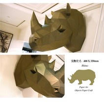 페이퍼크래프트 동물 종이공예 40cm 3D 종이 모델 코뿔소 머리 그림 papercraft 동물 홈 장식 벽 퍼즐 아이, 한개옵션1, 한개옵션0