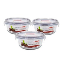 뉴오븐글라스 원형 620ml-3개/밀폐용기/내열유리/오븐용기/전자레인지