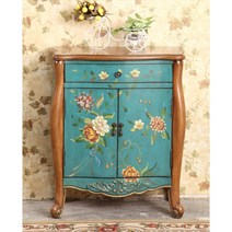 엔틱소품 사이드테이블 쇼파 티 미국식 원목 프렌치 스타일 거실 캐비닛 베, 01 라이트브라운레트로블루길이660330높이7