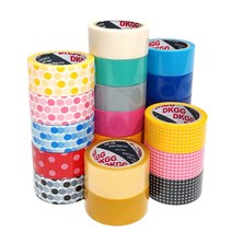 DK 국내산 패션 디자인 OPP 박스 테이프 모음 1세트 10개입 땡땡이&체크&칼라 폭5Cm x 길이40M OPP패션 박스테이프, 빨강