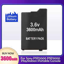 3.6v 3600mah 게임 패드 배터리 psp 2000 psp 3000 psp2000 psp3000 플레이 스테이션 휴대용 컨트롤러 교체 셀, 1개