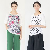[바네사리찌] 소매 수술 프린트 블라우스