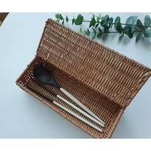 내츄럴 라탄 직사각 뚜껑수저통 대나무 수저케이스