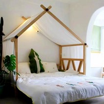 캐노피 천막 가제보 썬쉐이드 테라스 그늘막 감성캠핑 북유럽 집 침대, 크리미 살구 드레이프 코튼m, 다른