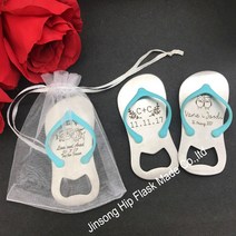 신랑함 결혼 상자 결혼식 호의 및 선물의 맞춤형 게스트 100 개-신랑과 신부 이름 쇼 상단 플립 플롭 병따, 11 Orange in bag