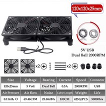 시로코팬 시코로팬 덕트모터 2마력 1마력 덕트팬 닥트모터 고기집후드 Gdstime 라우터 냉각 팬 DC 5V USB 80mm 92mm 120mm 140mm DIY 무선 TV 박스, Dual 2000RPM Ball