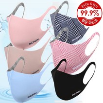 비크론 은나노 도전사 3D 입체 연예인 항균 마스크 5+1장/연한핑크+연한갈색+스카이블루+레드패턴+블루패턴 세탁가능