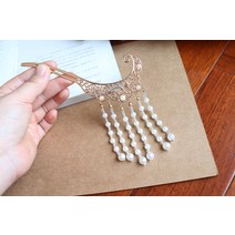 봉황 나비 한복 비녀 장식 쪽머리 펜던트 헤어 혼주 큐빅 소품 빈티지