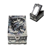 GANAHOME 송학 사슴 십장생 자개 경대 보석함 자개보석함 거울 사극 결혼 웨딩 어머니 할머니 육순 환갑 칠순 외국인 고급 선물선물, 1개