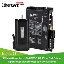 스테퍼모터 rtelligent nema 23 123n.m 폐쇄 루프 6a 24-80v dc ethercat fieldbus cnc 기계용 드라이버 포함, 57a3ed가 있는 ect60