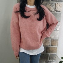 상상그이상 여성용 국내제작 카리나 캐시사면 라운드넥 니트 신축성좋은 5가지 파스텔 컬러 구성 루즈핏 간절기 활용도높은 레이온 긴팔니트