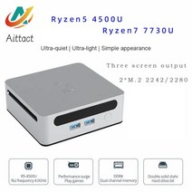 미니 PC 초소형 가정용 AITTACT AMD Ryzen5 4500U Ryzen7 7730U 1500MHZ 윈도우 64GB RAM WiFi6 신제품, 4.Barebone System+AMD Ryzen 5
