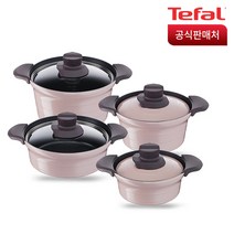 테팔 트레져 IH 인덕션 냄비세트 4종, 혼합 색상, 뚝배기 18cm + 전골 냄비 24cm + 찌개 20cm + 국 24cm