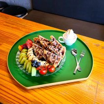 비스포크 반달 논슬립 트레이 카페 쟁반 파스텔 칠기쟁반, 올리브