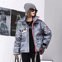 하이넥 루즈핏 집업 데님 패치 오리털 다운 패딩 점퍼 남여 유니크 스트리트 야상 잠바 파카