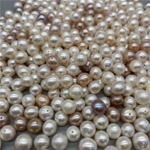 천연 담수 진주알 진주 비즈 재료 목걸이 팔찌 의류 DIY 만들기, 8-9mm/70알, 원형 횐색 50g 구멍 있음