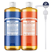 닥터브로너스 퓨어 캐스틸 솝 950ml 2종(향선택+펌프), 티트리 950ml _로즈 950ml