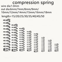 태엽스프링 토션 인장 스프링 10pcs 1 0mm 압축 외경 6mm7mm8mm9mm10mm12mm 스테인레스 스틸 마이크로 소형 압축, 1.0mm, 8mm, 20mm