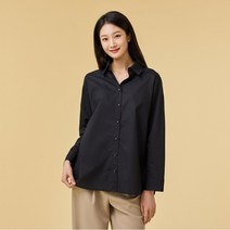 자주 여 포플린 베이직 카라 셔츠_블랙 184339